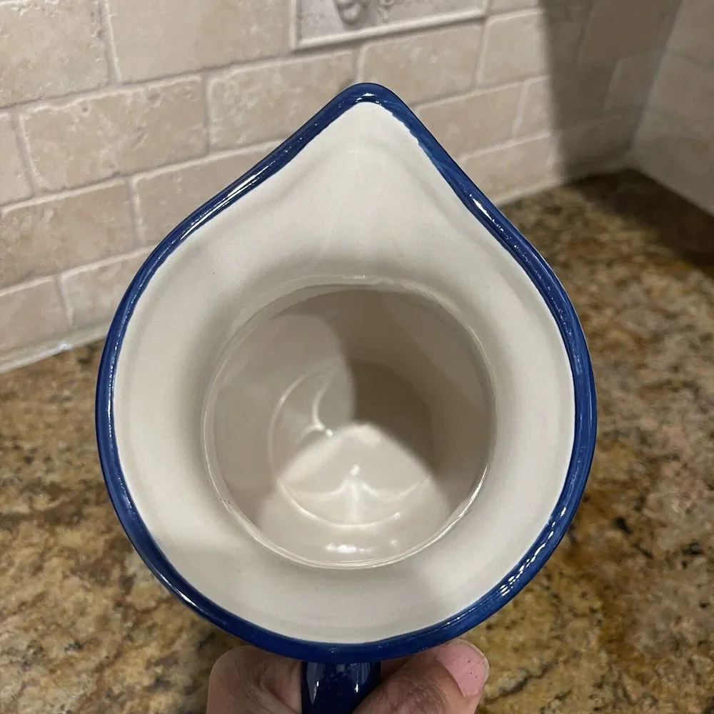 Tabletops Gallery Pitcher‎ 8.5 Inch Nicolette White Blue Flowers Ceramic